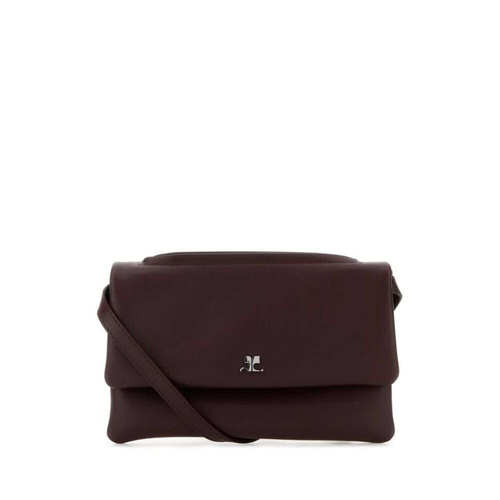 COURREGES Leather Shoulder Bag with Logo Detail Women PURPLE Shoulder Bags